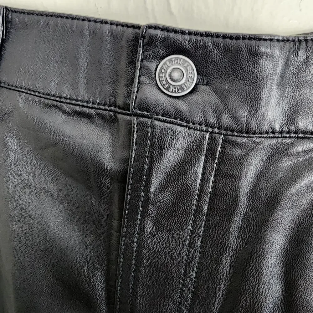 Free People City Slicker Faux Leather Maxi Skirt Black Vegan Moto Long 0 NWOT